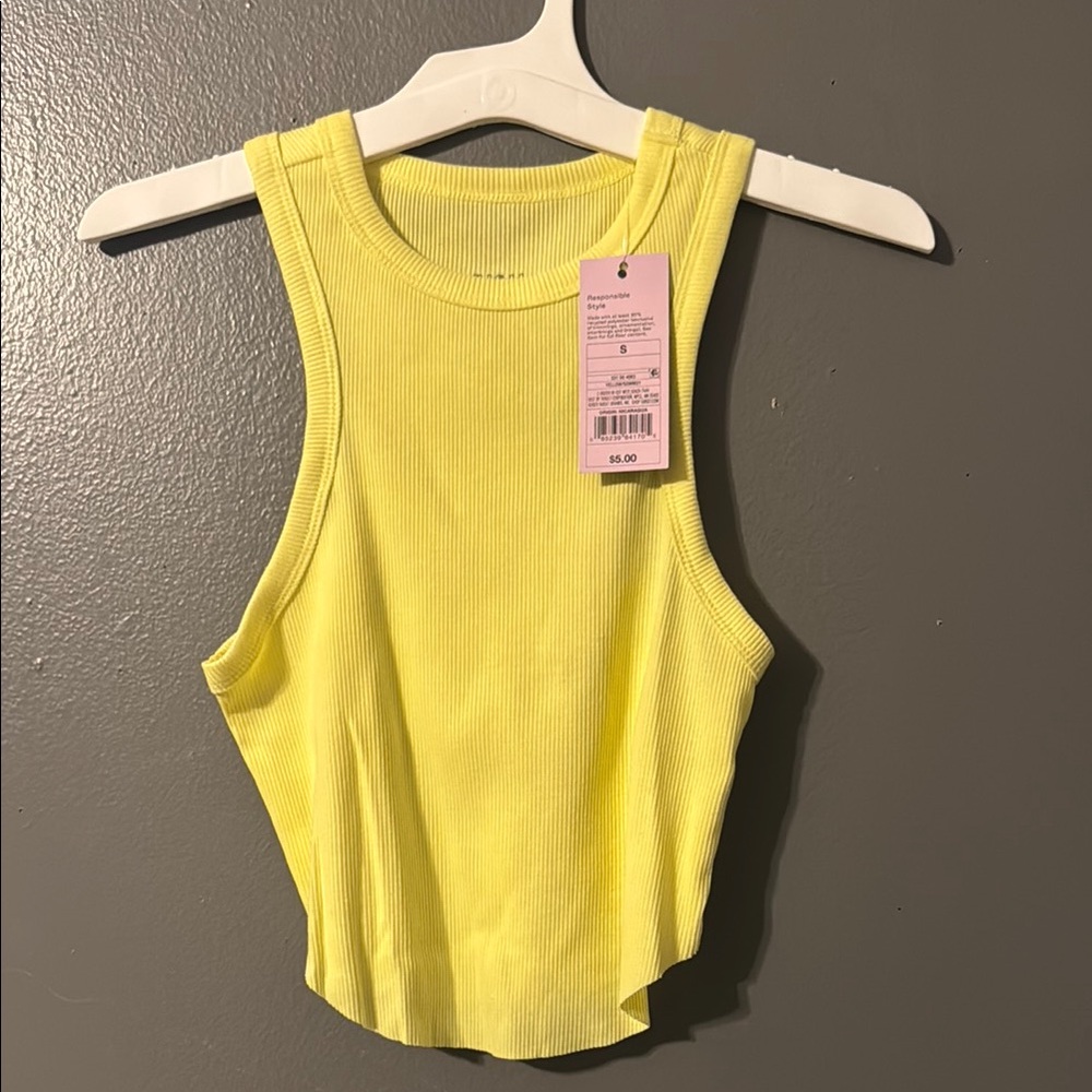 Yellow Sleeveless Ribbed Top